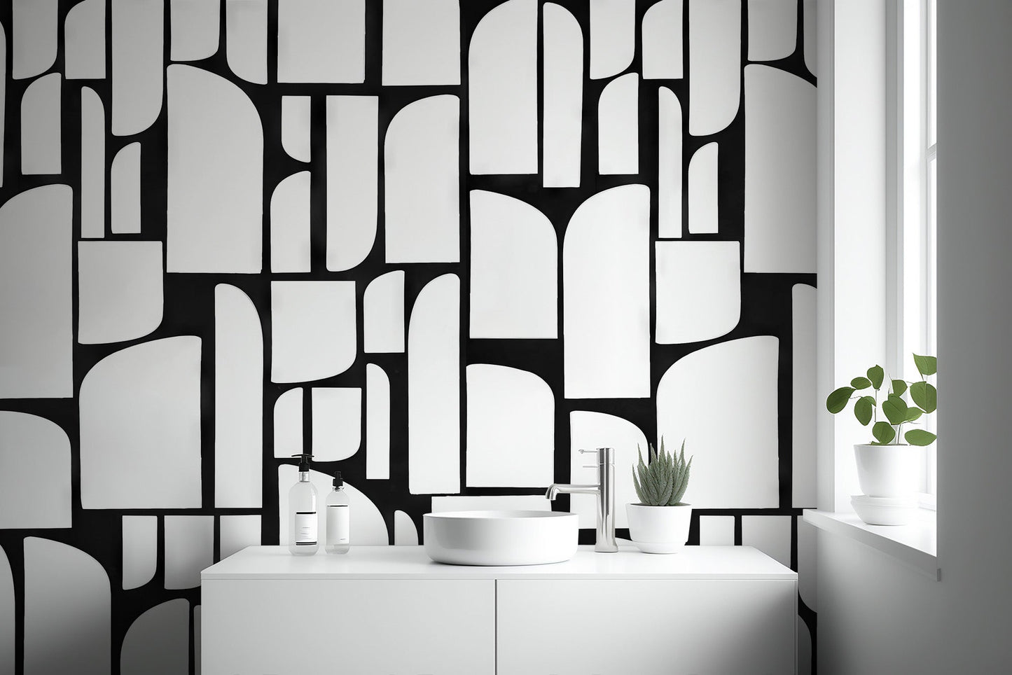 Monochrome Arches Design Wall Mural - Wallanza