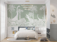 Monochrome Dino Green Wall Mural - Wallanza