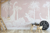 Monochrome Dino Pink Wall Mural - Wallanza