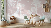 Monochrome Dino Pink Wall Mural - Wallanza