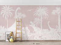 Monochrome Dino Pink Wall Mural - Wallanza