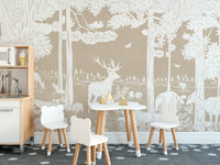Monochrome Forest Brown Wall Mural - Wallanza