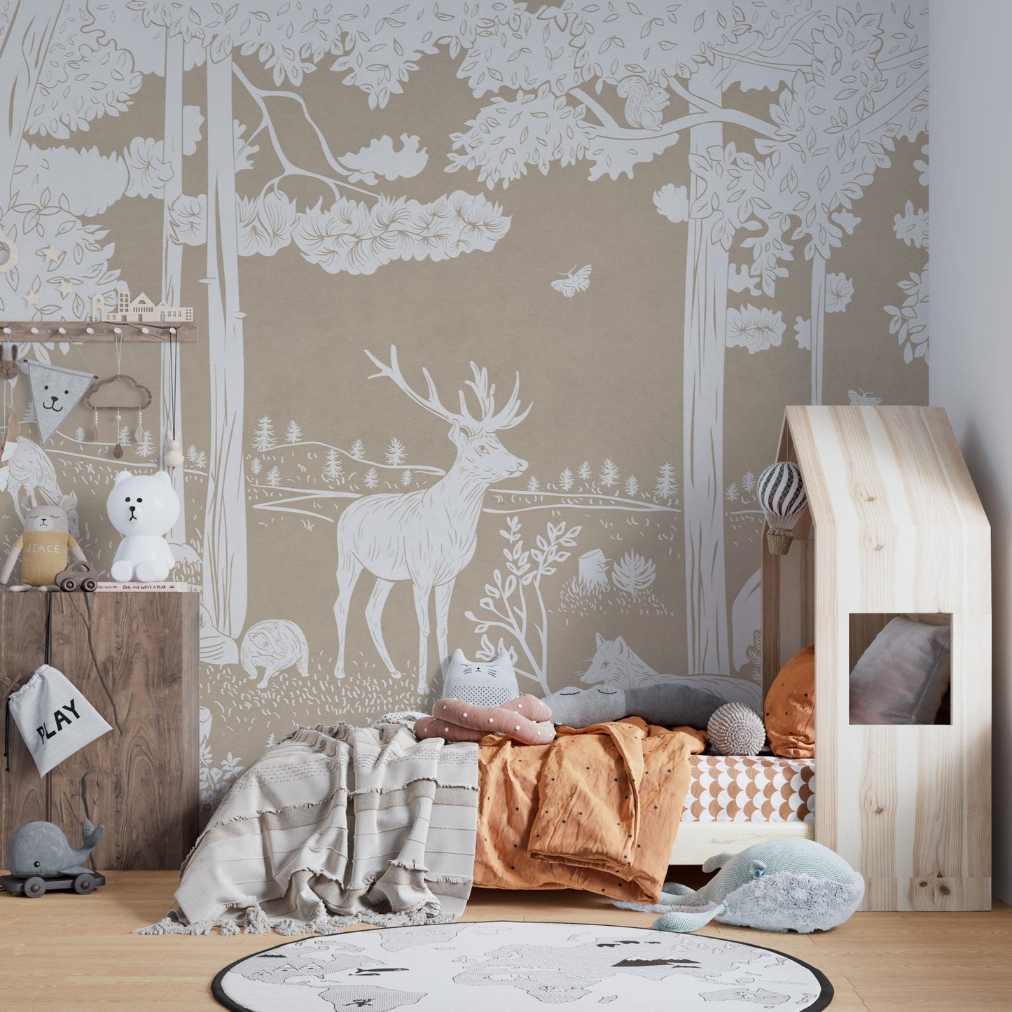 Monochrome Forest Brown Wall Mural - Wallanza
