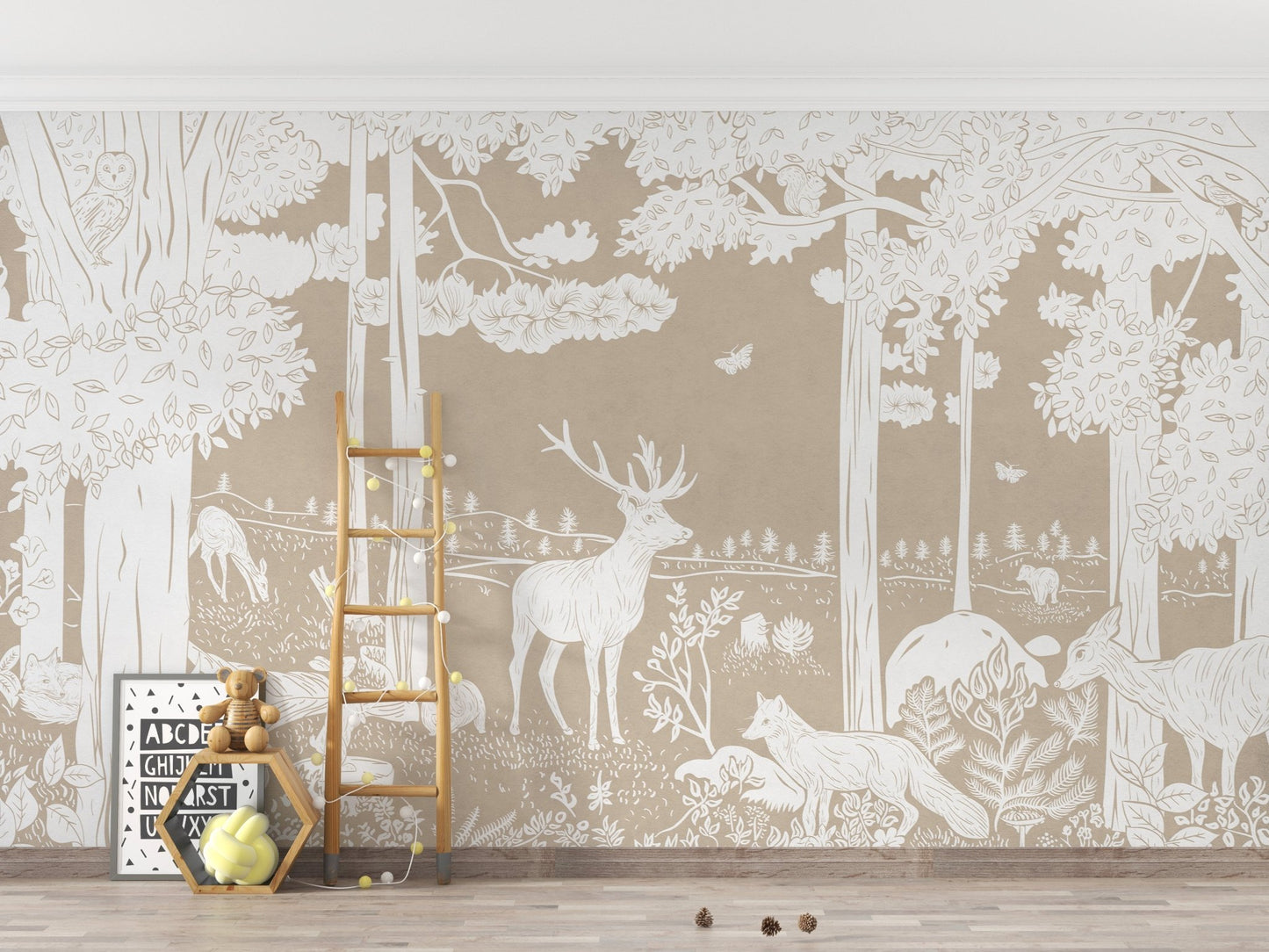 Monochrome Forest Brown Wall Mural - Wallanza