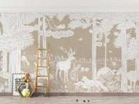 Monochrome Forest Brown Wall Mural - Wallanza