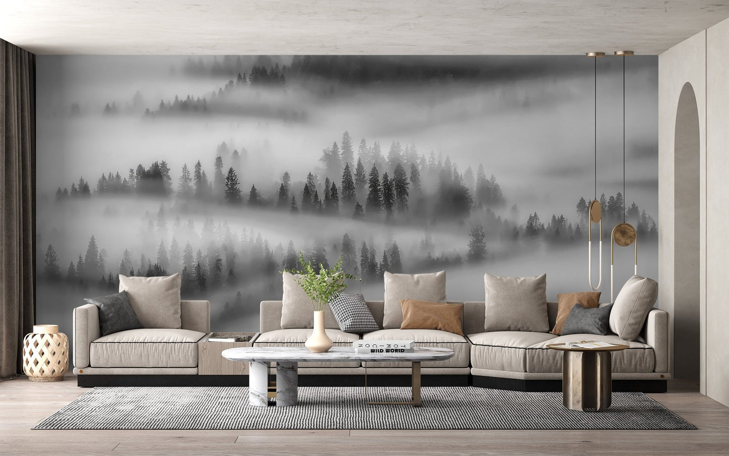 Monochrome Forest Wallpaper Mural - Wallanza