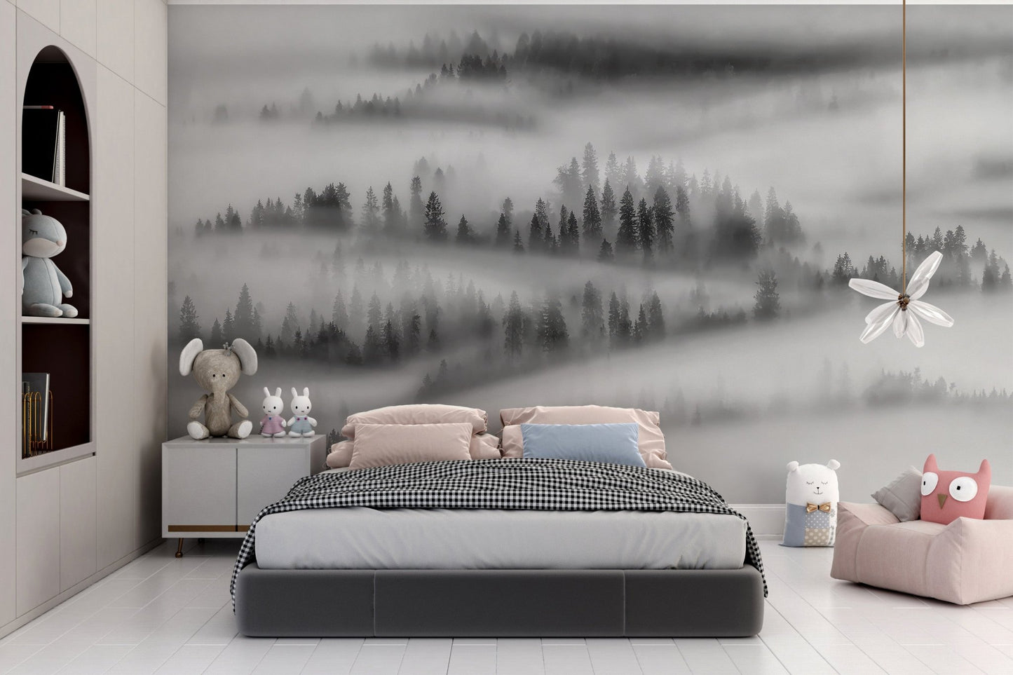 Monochrome Forest Wallpaper Mural - Wallanza
