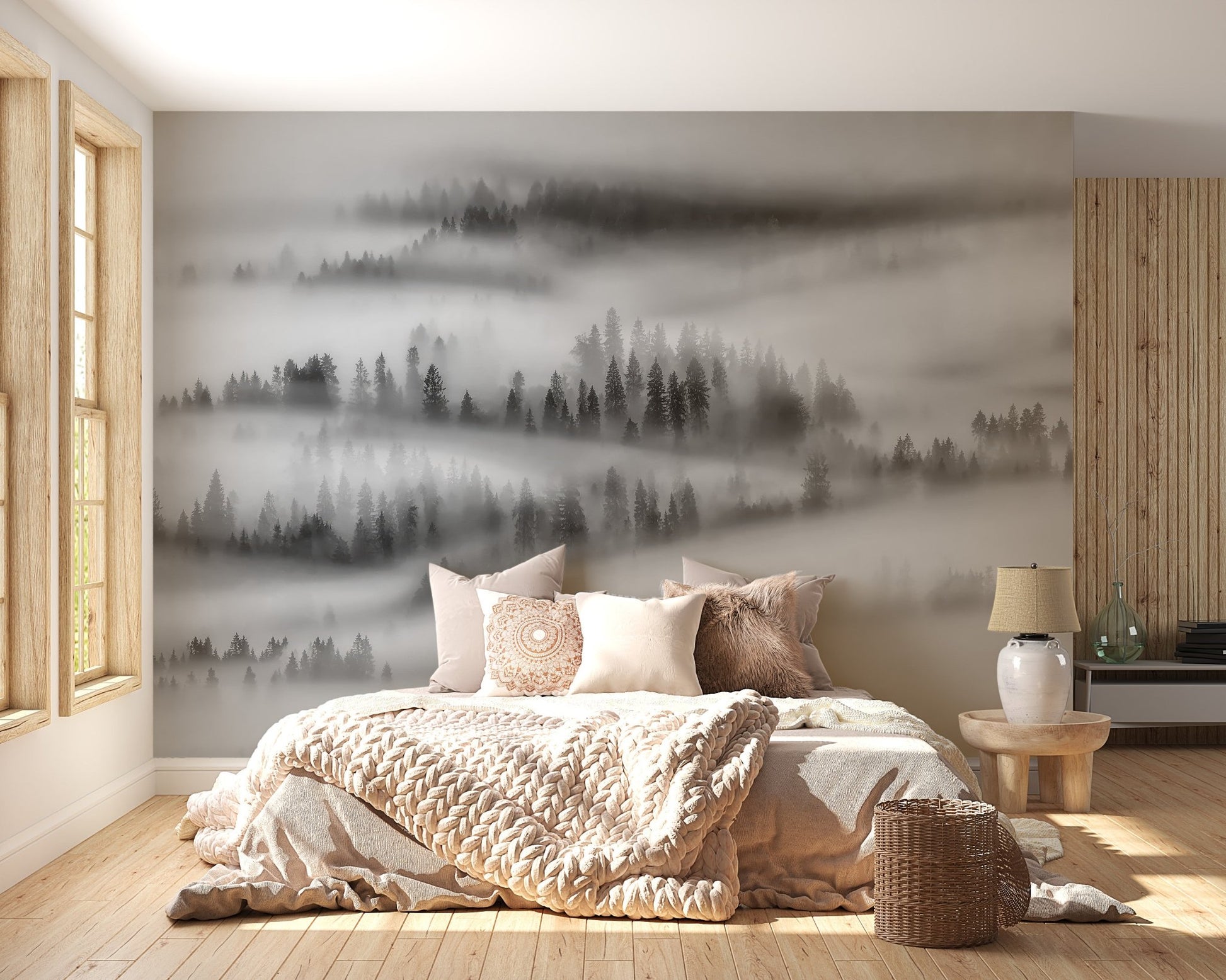 Monochrome Forest Wallpaper Mural - Wallanza