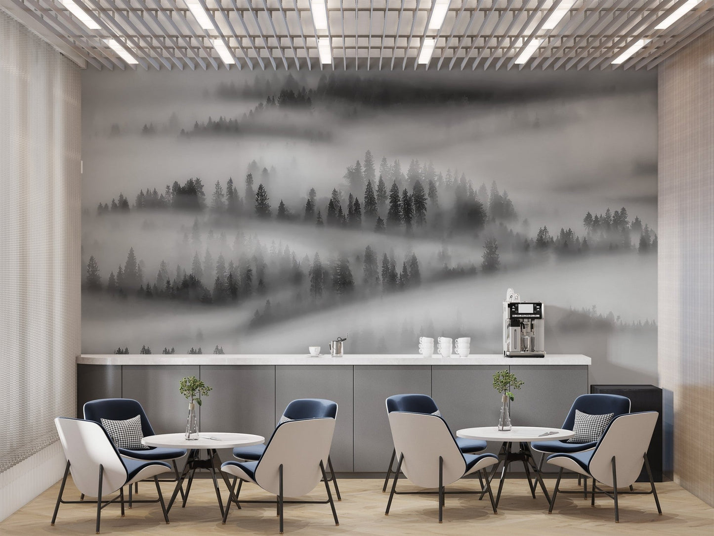 Monochrome Forest Wallpaper Mural - Wallanza
