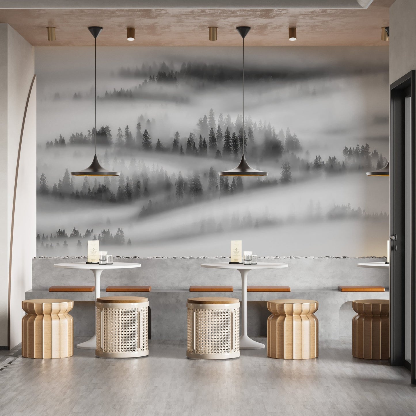 Monochrome Forest Wallpaper Mural - Wallanza