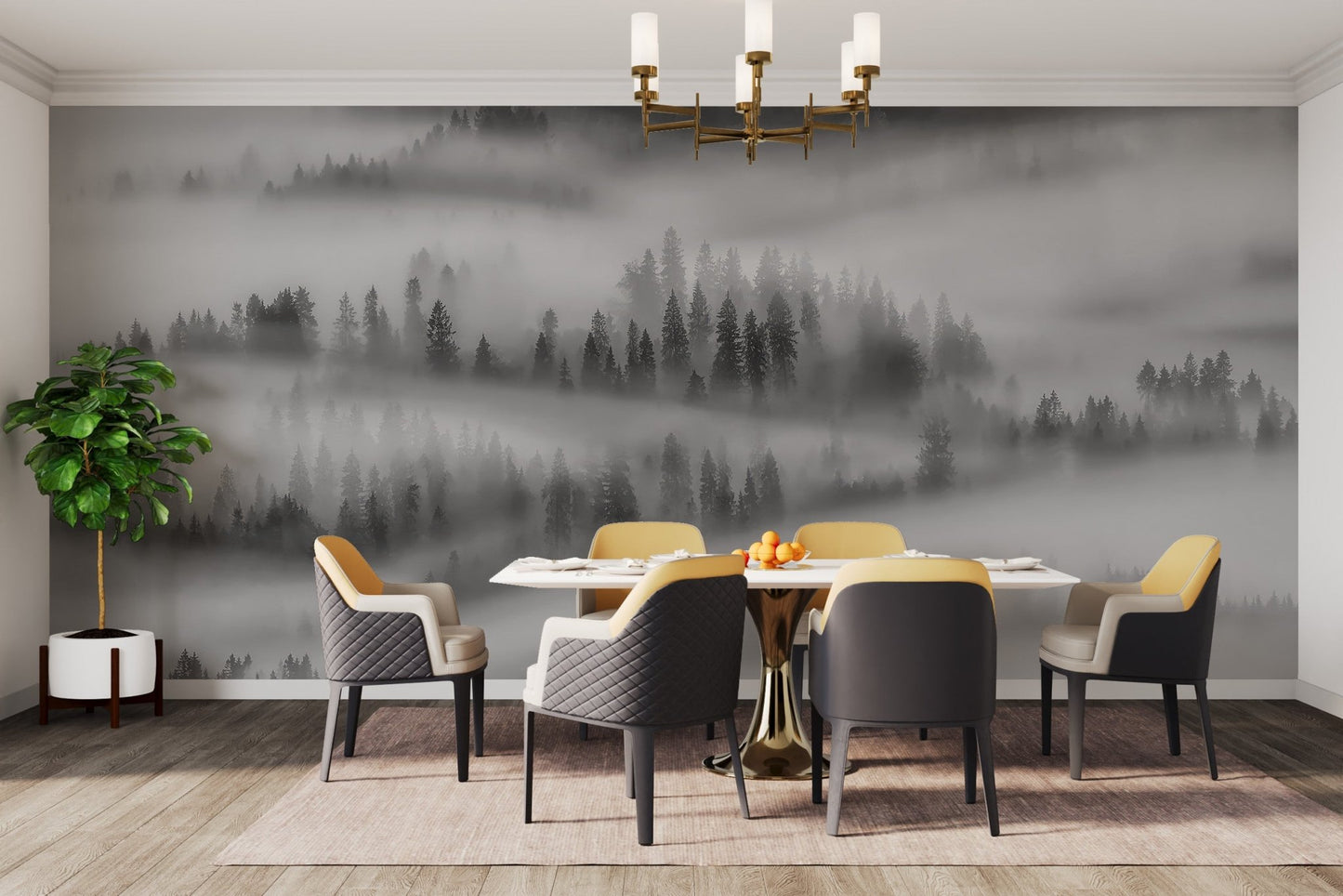 Monochrome Forest Wallpaper Mural - Wallanza