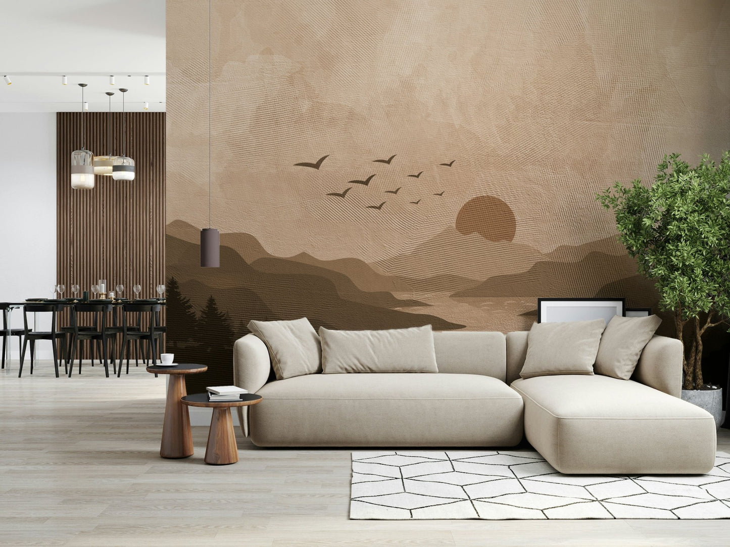 Monochrome Mountain Wall Mural - Wallanza