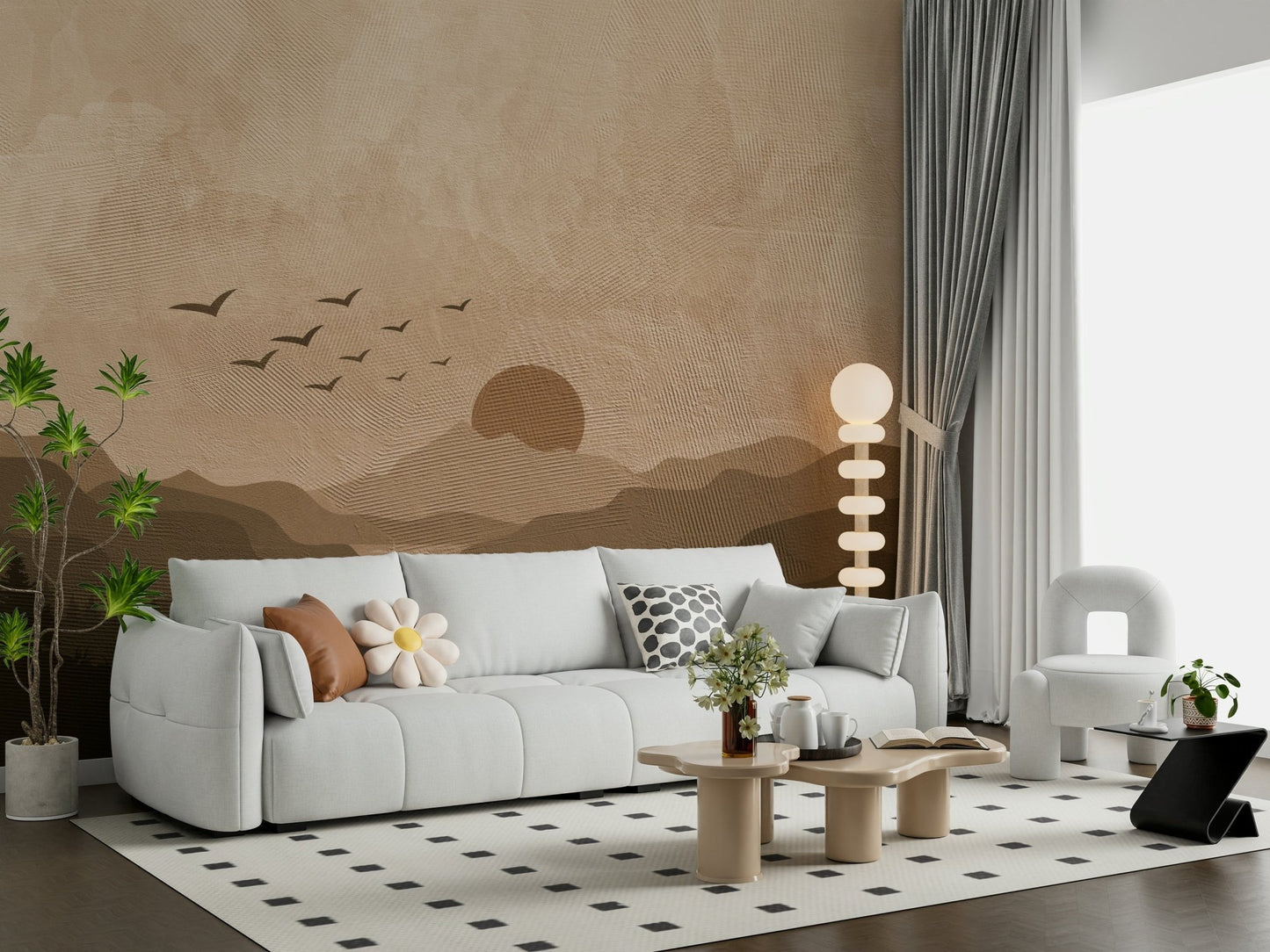 Monochrome Mountain Wall Mural - Wallanza