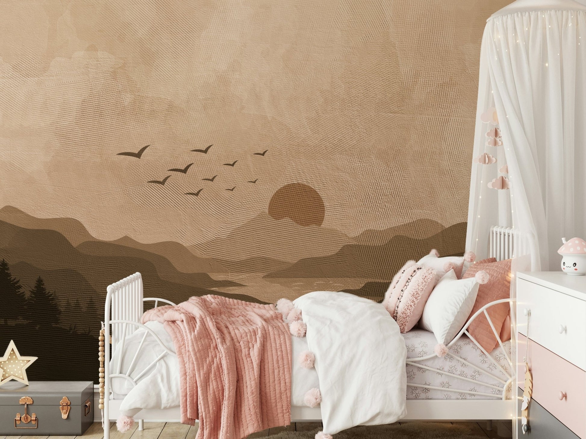 Monochrome Mountain Wall Mural - Wallanza