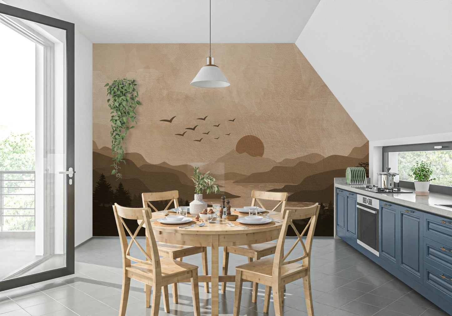 Monochrome Mountain Wall Mural - Wallanza