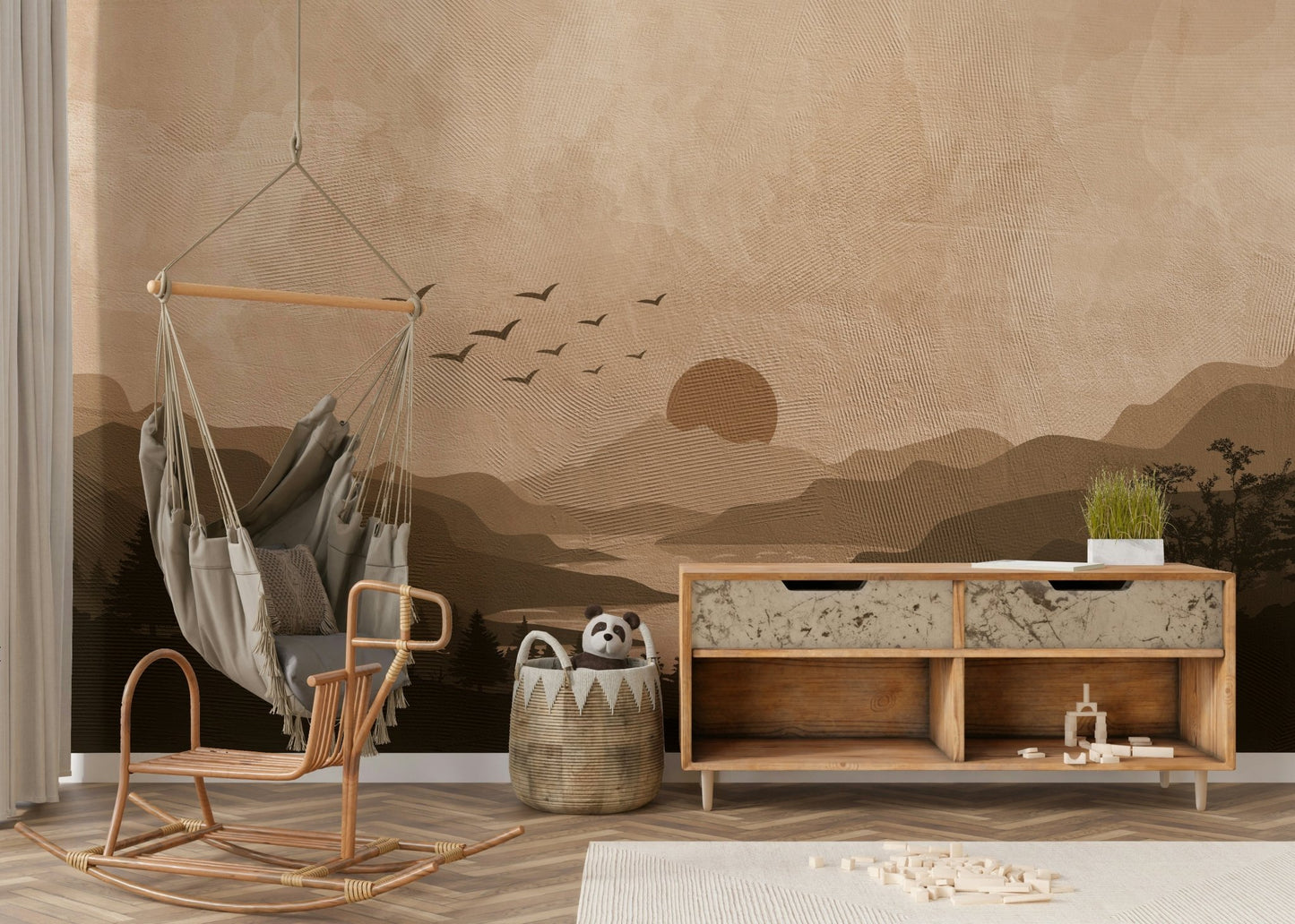 Monochrome Mountain Wall Mural - Wallanza