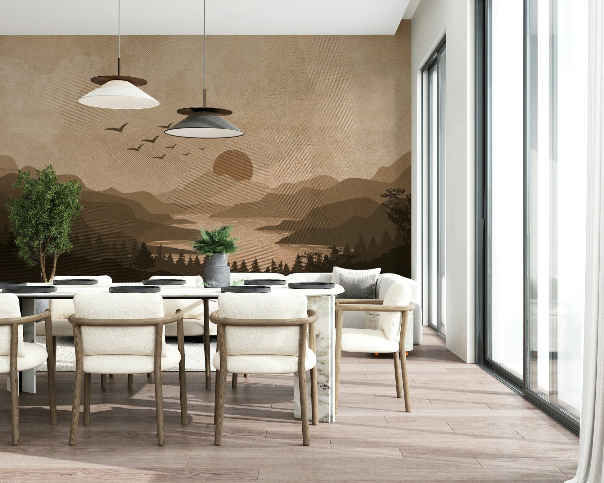 Monochrome Mountain Wall Mural - Wallanza