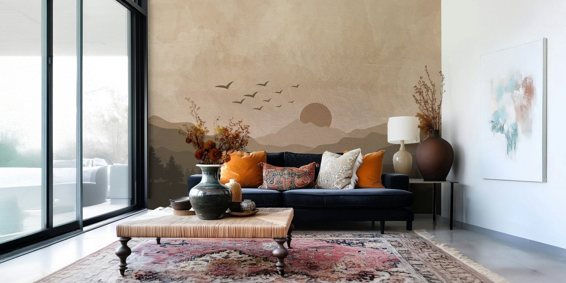 Monochrome Mountain Wall Mural - Wallanza