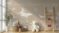 Monochrome Sea Brown Wallpaper Mural - Wallanza