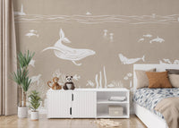 Monochrome Sea Brown Wallpaper Mural - Wallanza