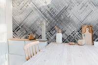 Monochrome streak pattern wallpaper with urban graphic style.