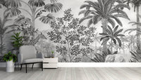 Monochrome Tropical Safari Wallpaper - Wallanza