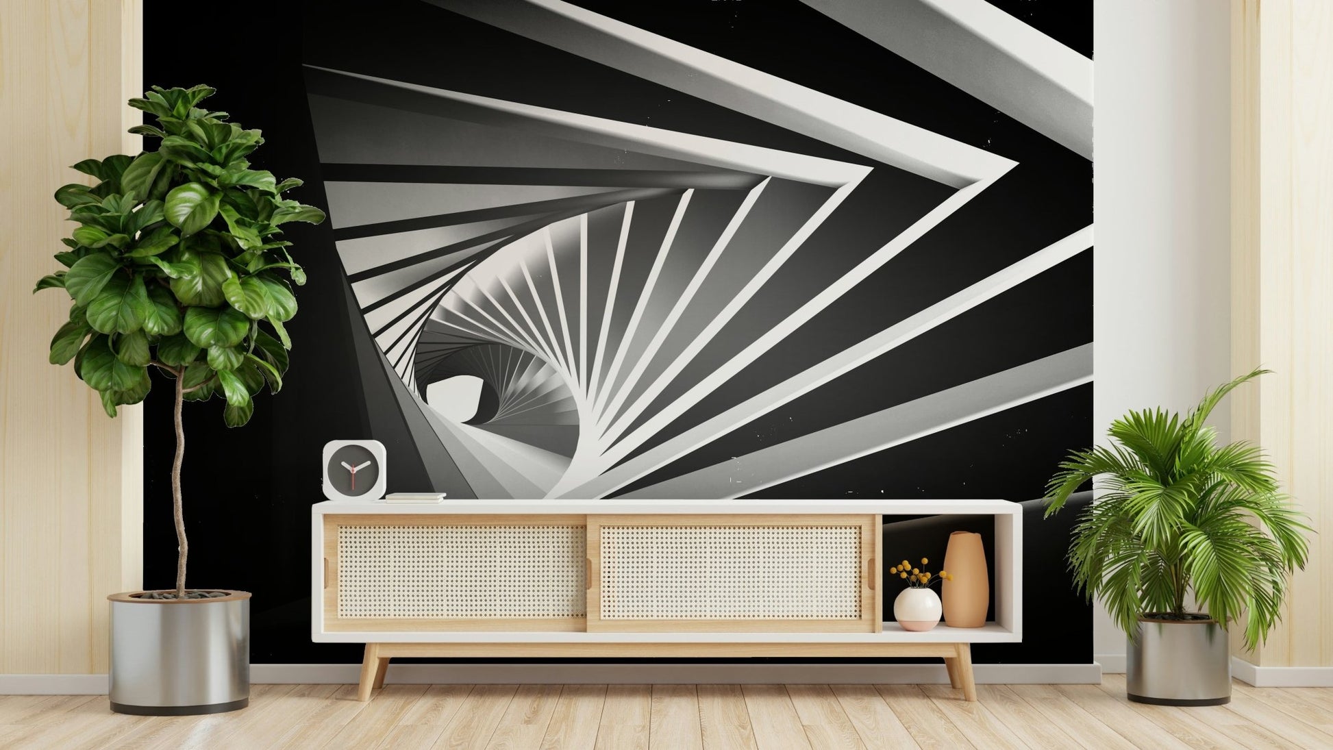 Monochrome Vortex Wall Mural - Wallanza