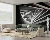 Monochrome Vortex Wall Mural - Wallanza