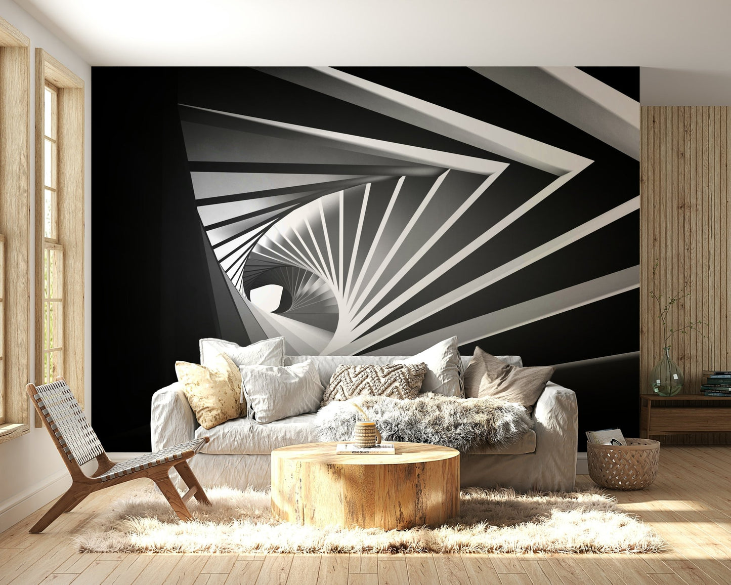 Monochrome Vortex Wall Mural - Wallanza