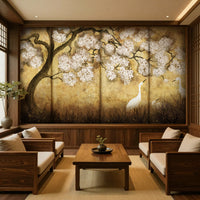 Imperial Gold Blossom & Cranes Wall Mural