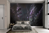 Moody Lavender Floral Wallpaper - Wallanza