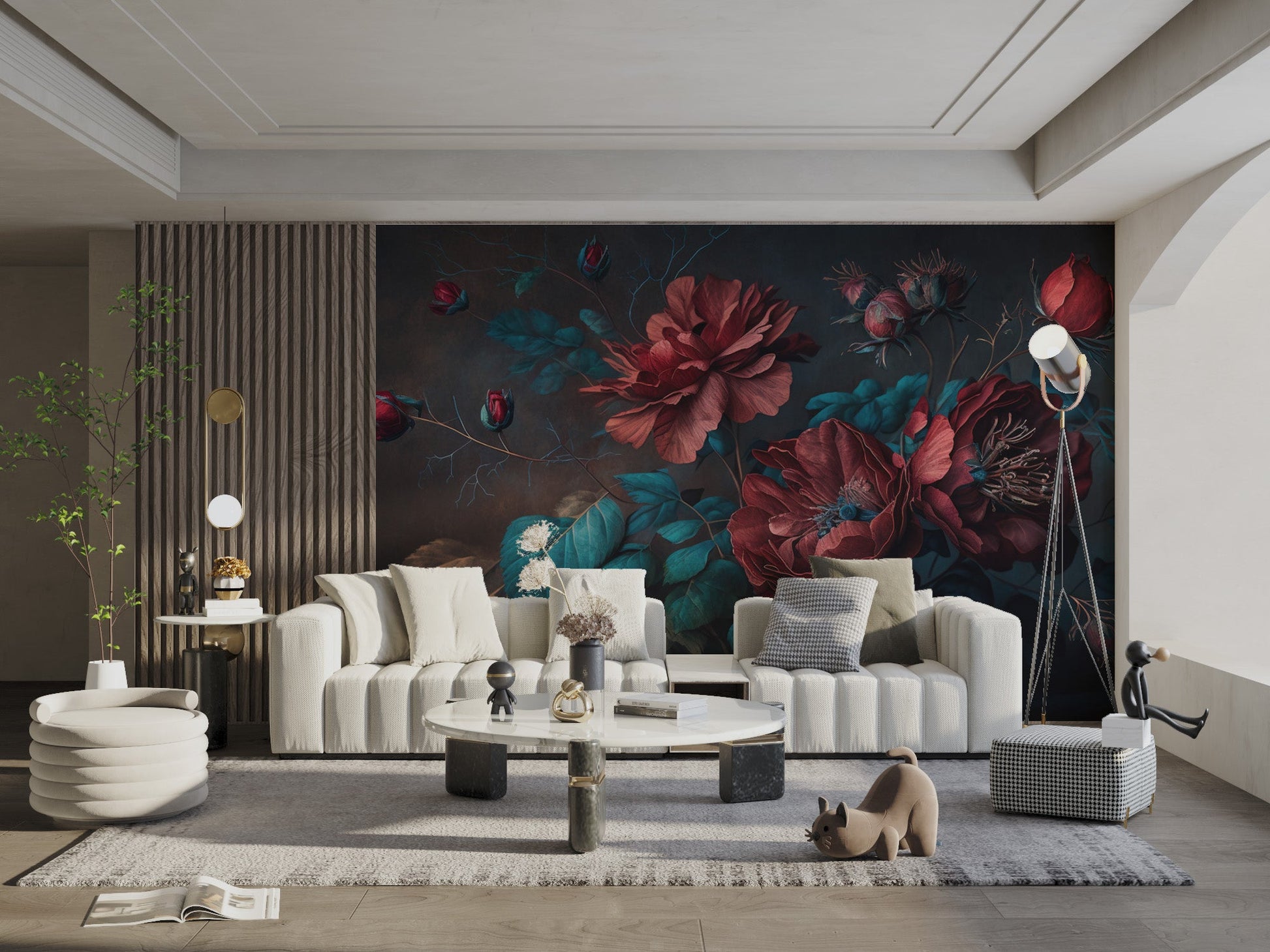 Moody Red Floral Wallpaper - Wallanza