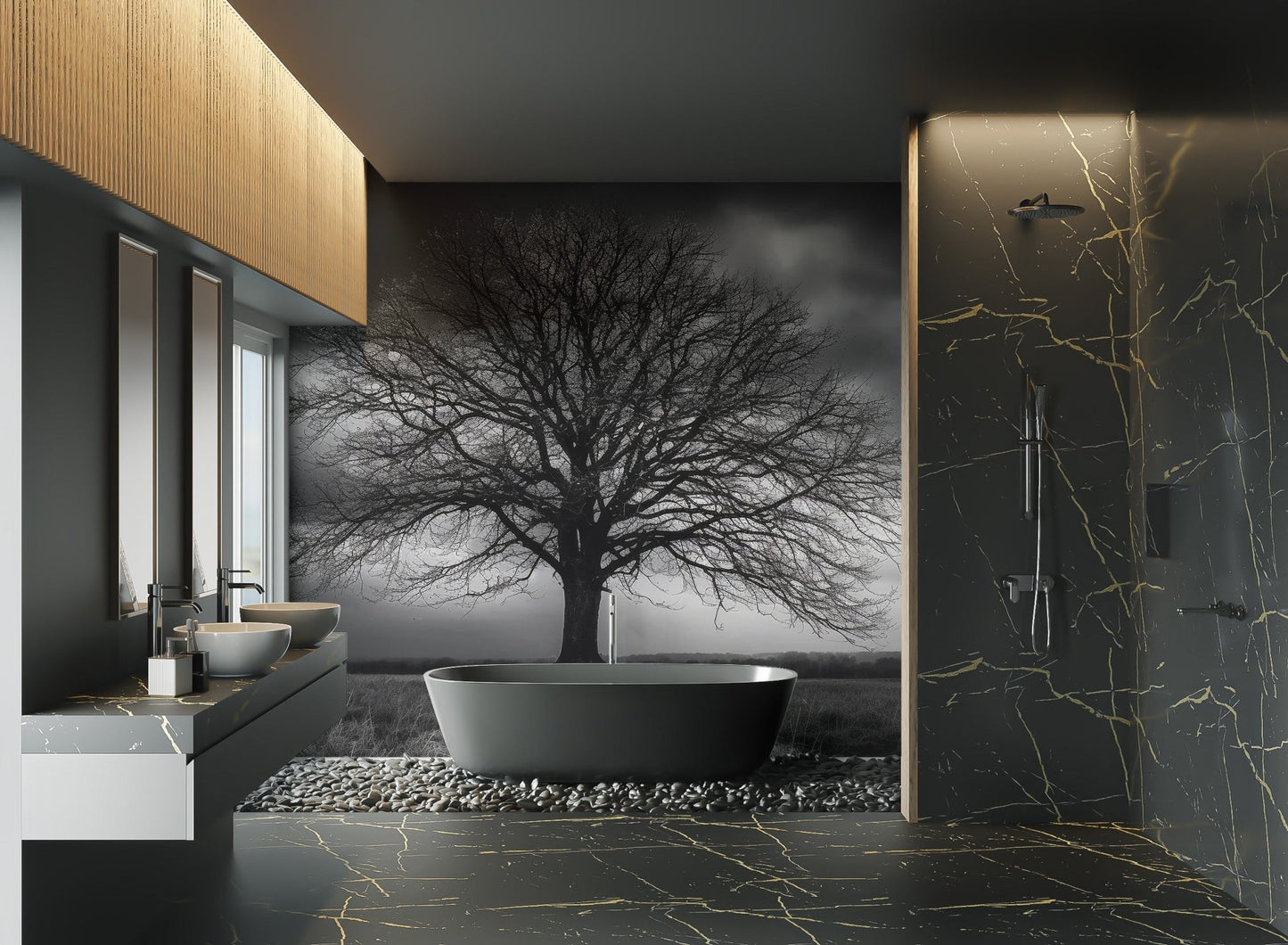 Moody Silhouette Tree Wallpaper - Wallanza
