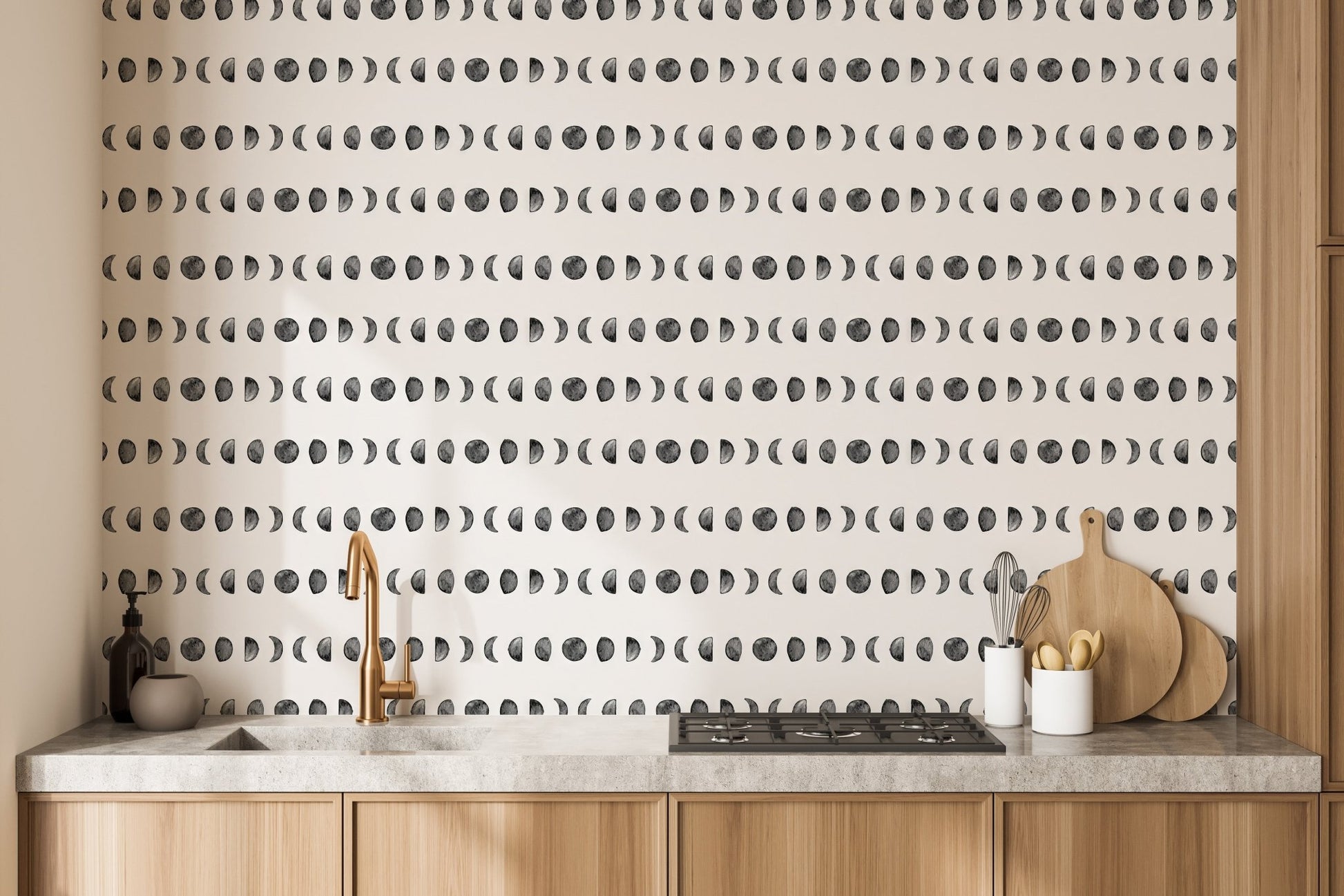 Moon Phases Panoramic Wallpaper Mural - Wallanza