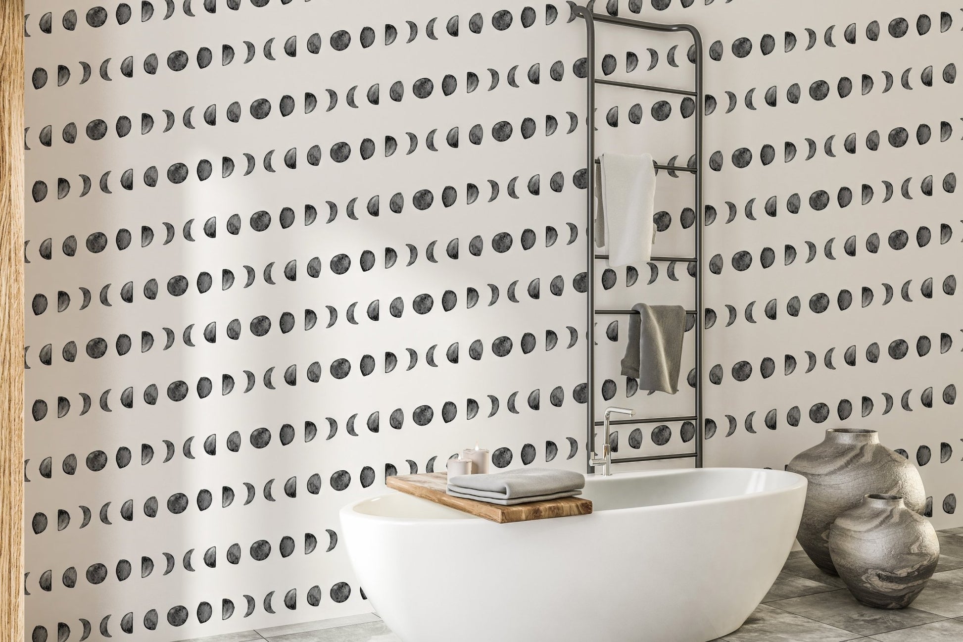 Moon Phases Panoramic Wallpaper Mural - Wallanza