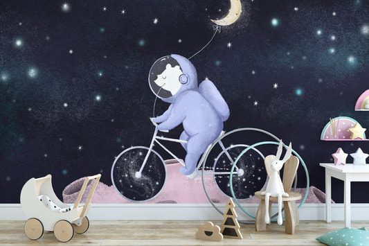 Moonlight safari wallpaper mural space bear night sky wallpaper.