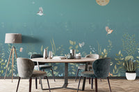 Moonlit Botanical Garden Wall Mural - Wallanza