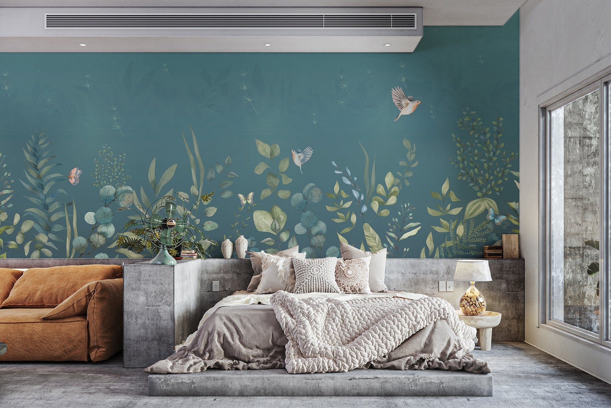 Moonlit Botanical Garden Wall Mural - Wallanza