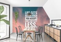 Artistic cloud backdrop wallpaper mural with strong message typography.