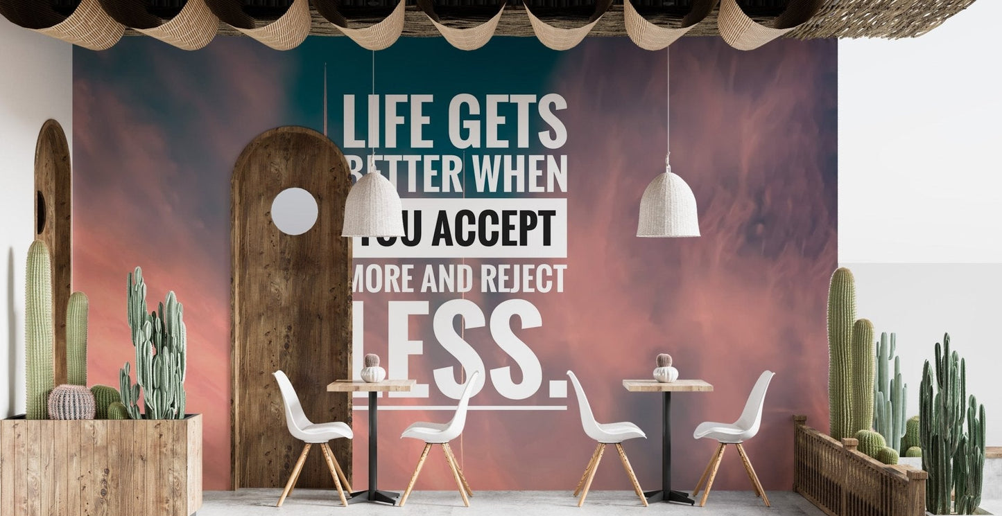 Modern quote wallpaper mural with large statement lettering design.