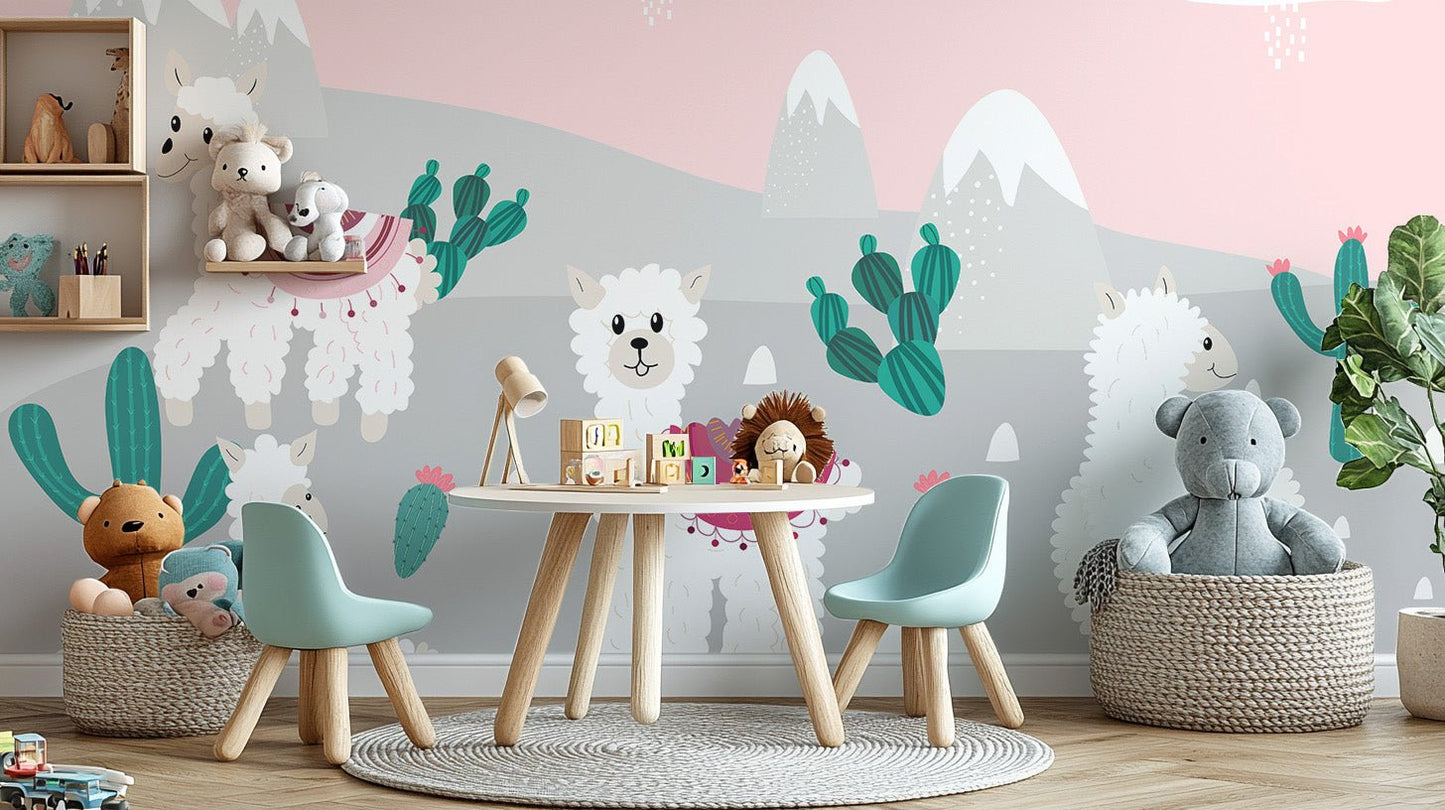 Mountain Llamas Wallpaper Mural - Wallanza