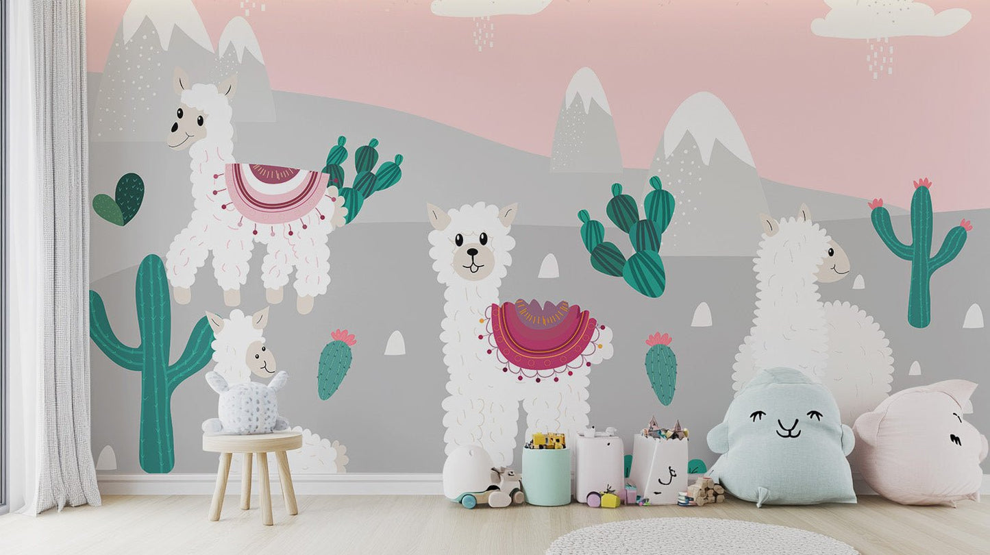 Mountain Llamas Wallpaper Mural - Wallanza