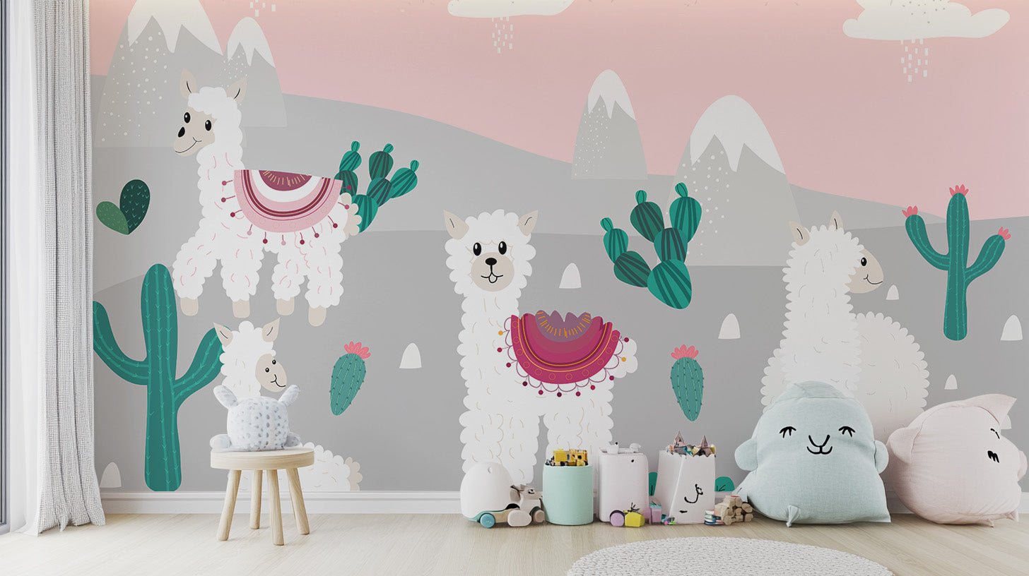 Mountain Llamas Wallpaper Mural - Wallanza