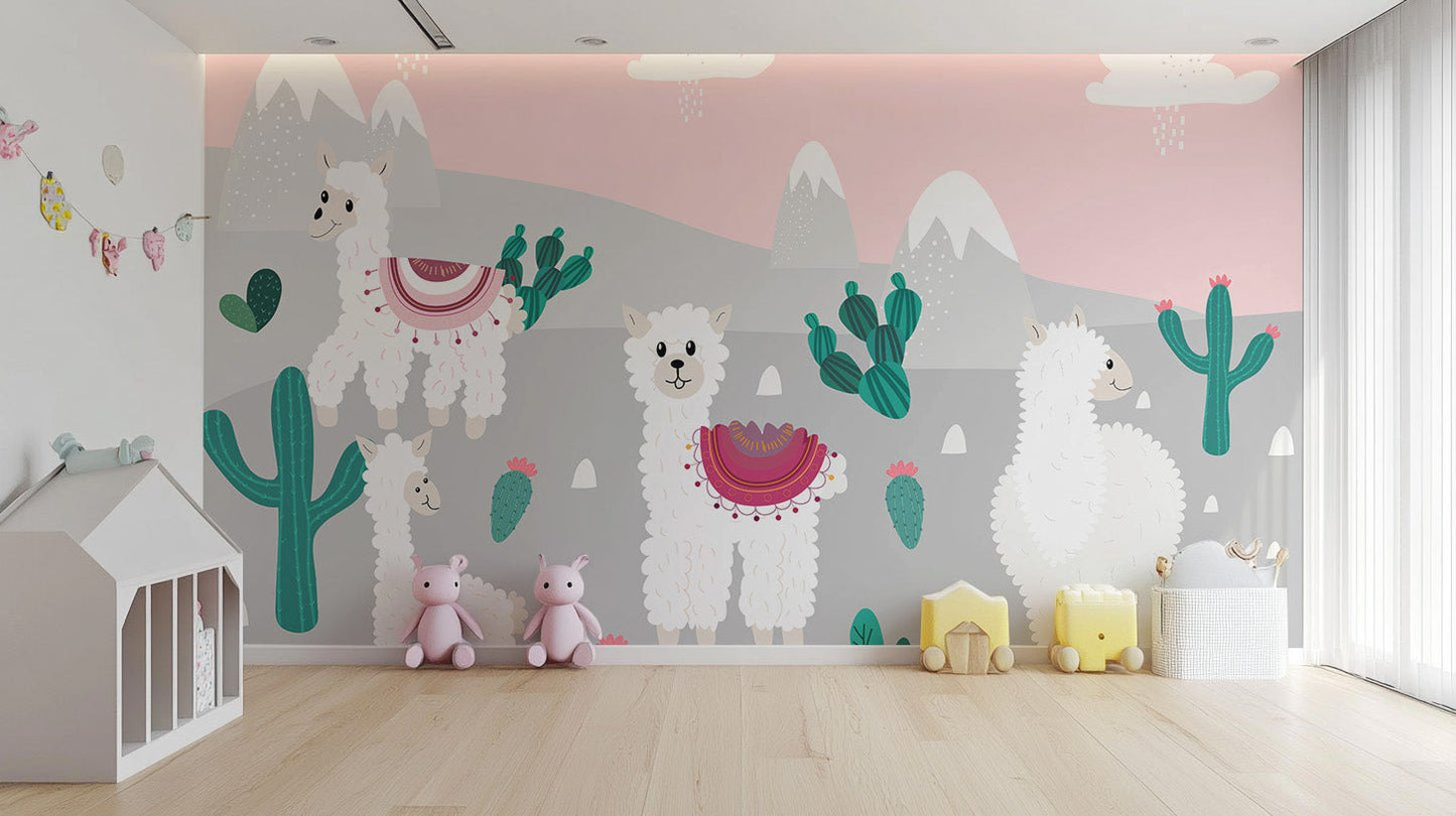 Mountain Llamas Wallpaper Mural - Wallanza