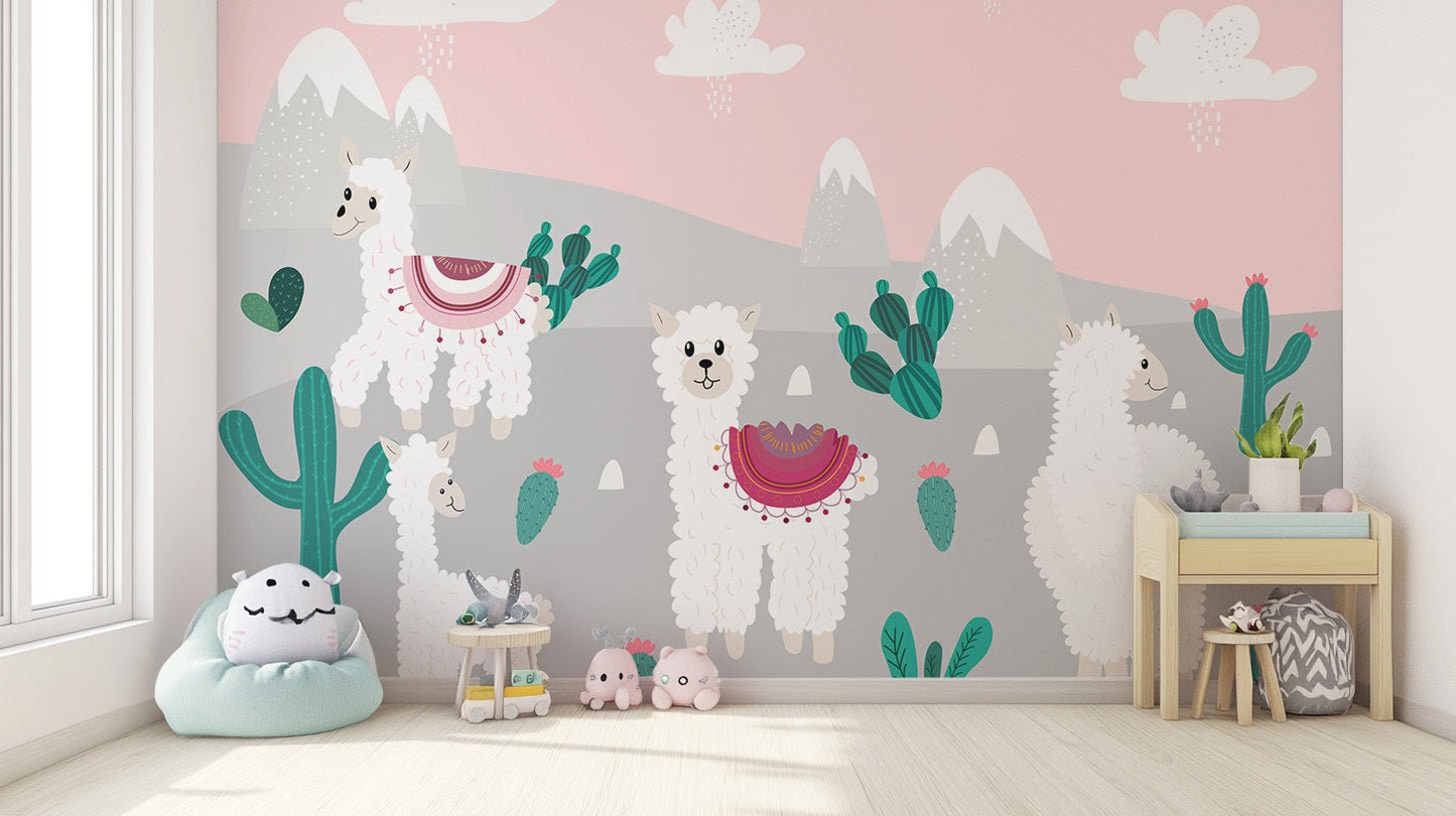 Mountain Llamas Wallpaper Mural - Wallanza
