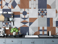 Kitchen wall area featuring a Multicolor Art Deco Terrazzo Wall Mural.