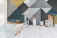 Bold Multicolor Triangle Wall mural for bright dining area.