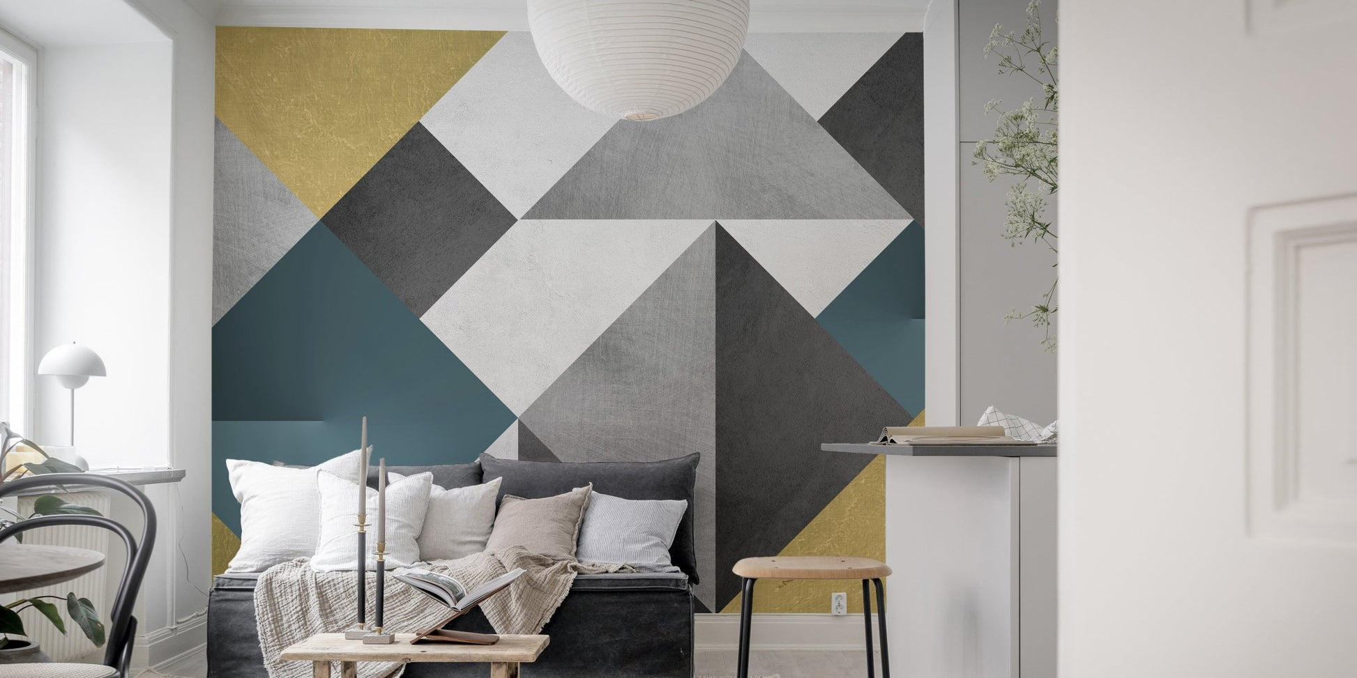 Multicolor Geometric Triangle Wall mural for living room.