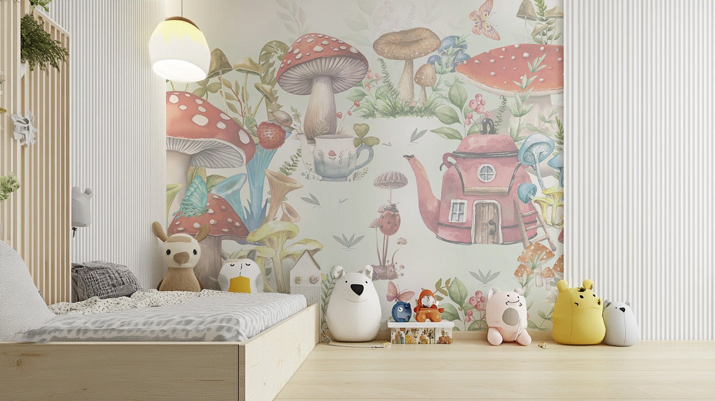 Mushroom Village Kids Wall Mural - Wallanza