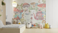 Mushroom Village Kids Wall Mural - Wallanza